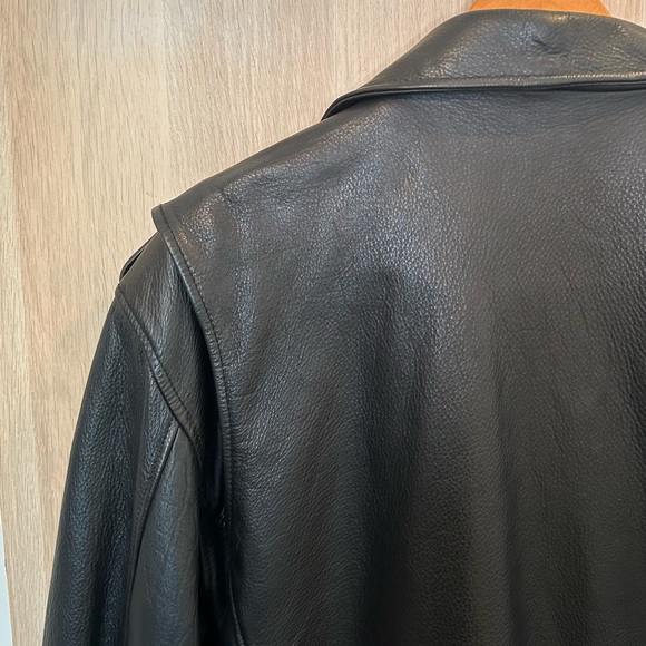Vintage Wilsons Black Leather Motorcycle Biker Jacket SizeLarge Heavyweight - Picture 10 of 14